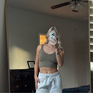 Urban Outfitters Olive Green Ribbed Tank Top